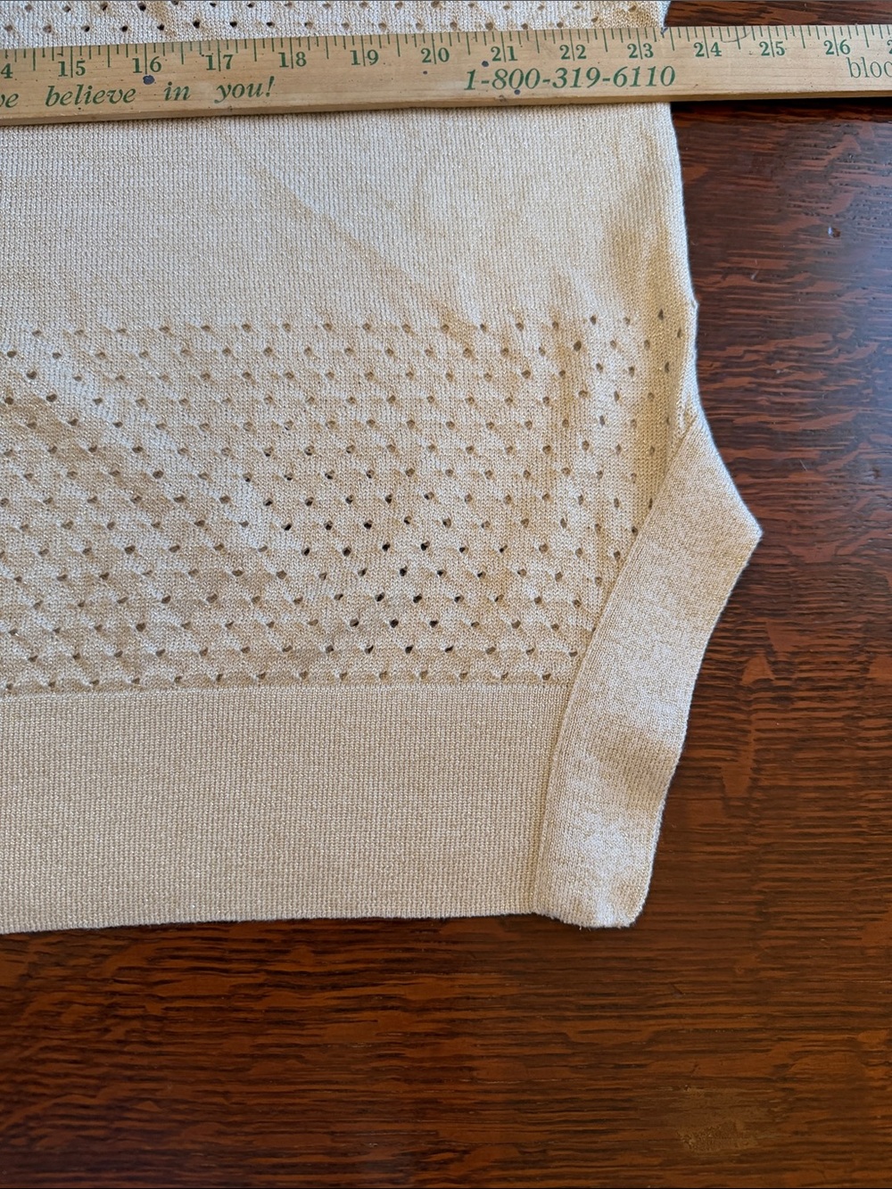 Planet by Lauren G One Size, beige with gold colored thread. - Picture 8 of 10